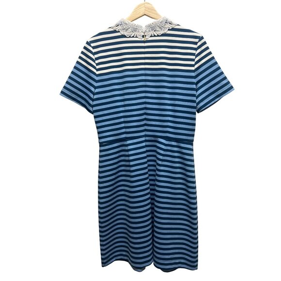 Draper James Blue Striped Lace Collar A-Line Knit Dress - Picture 8 of 9